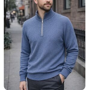 Peter Millar Merino Wool & Cashmere Quarter Zip Sweater Like New Mens Xl